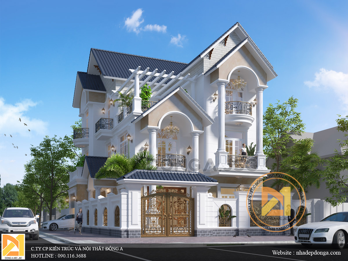 Mẫu biệt thự 3 tầng tân cổ điển mái thái Mẫu biệt thự 3 tầng tân cổ điển mái thái