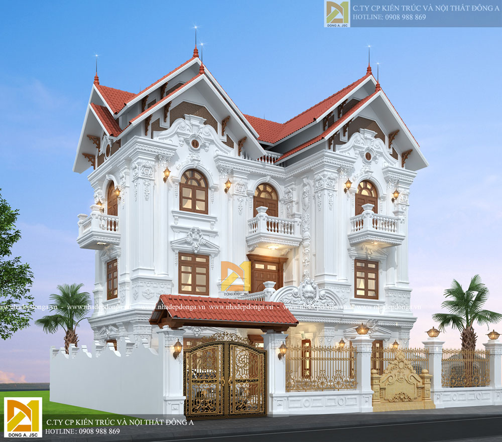 Mẫu biệt thự cổ điển 3 tầng kiểu Pháp đẹp sang trọng
