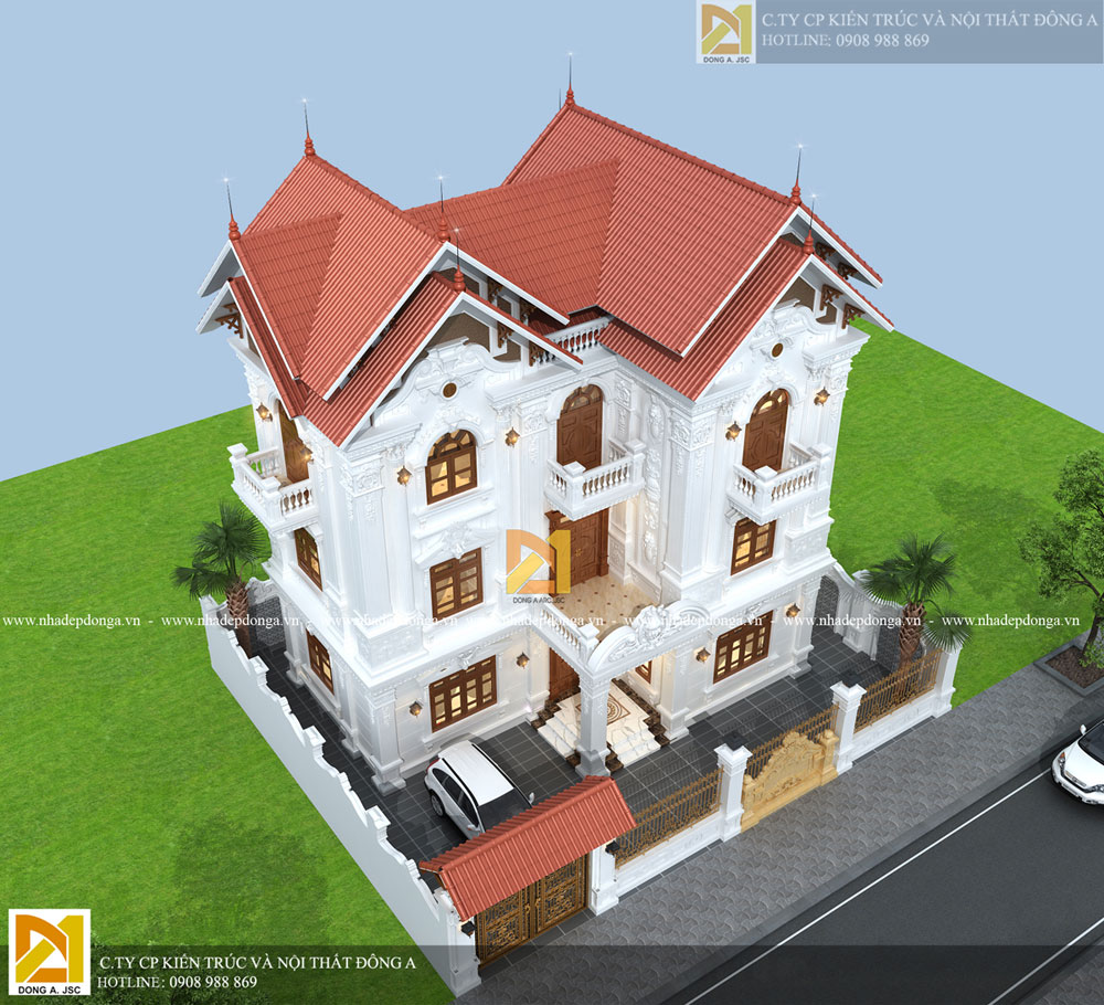 Mẫu biệt thự cổ điển 3 tầng nhìn từ trên cao