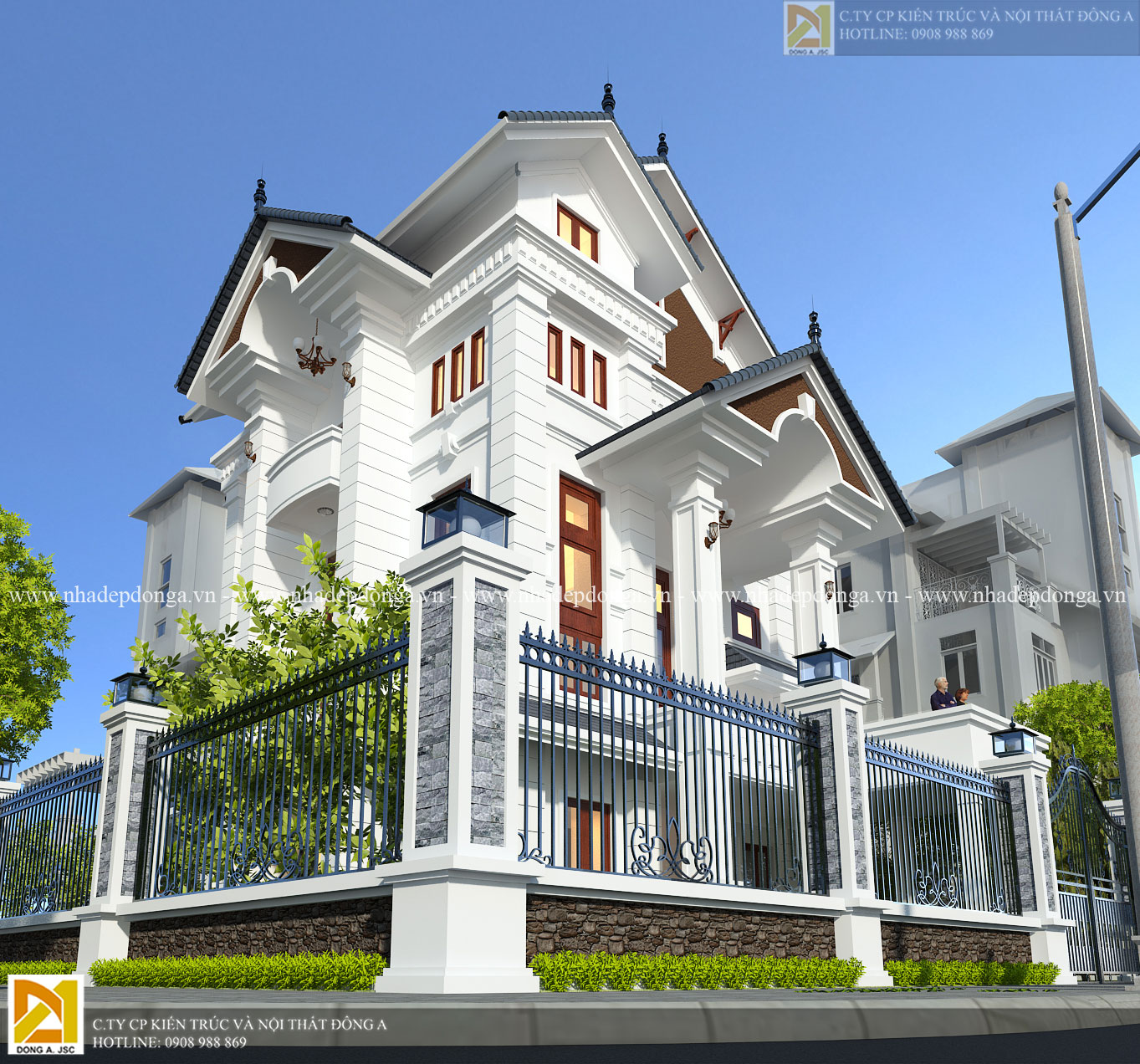 Mẫu biệt thự trắng tân cổ điển 4 tầng tuyệt đẹp 