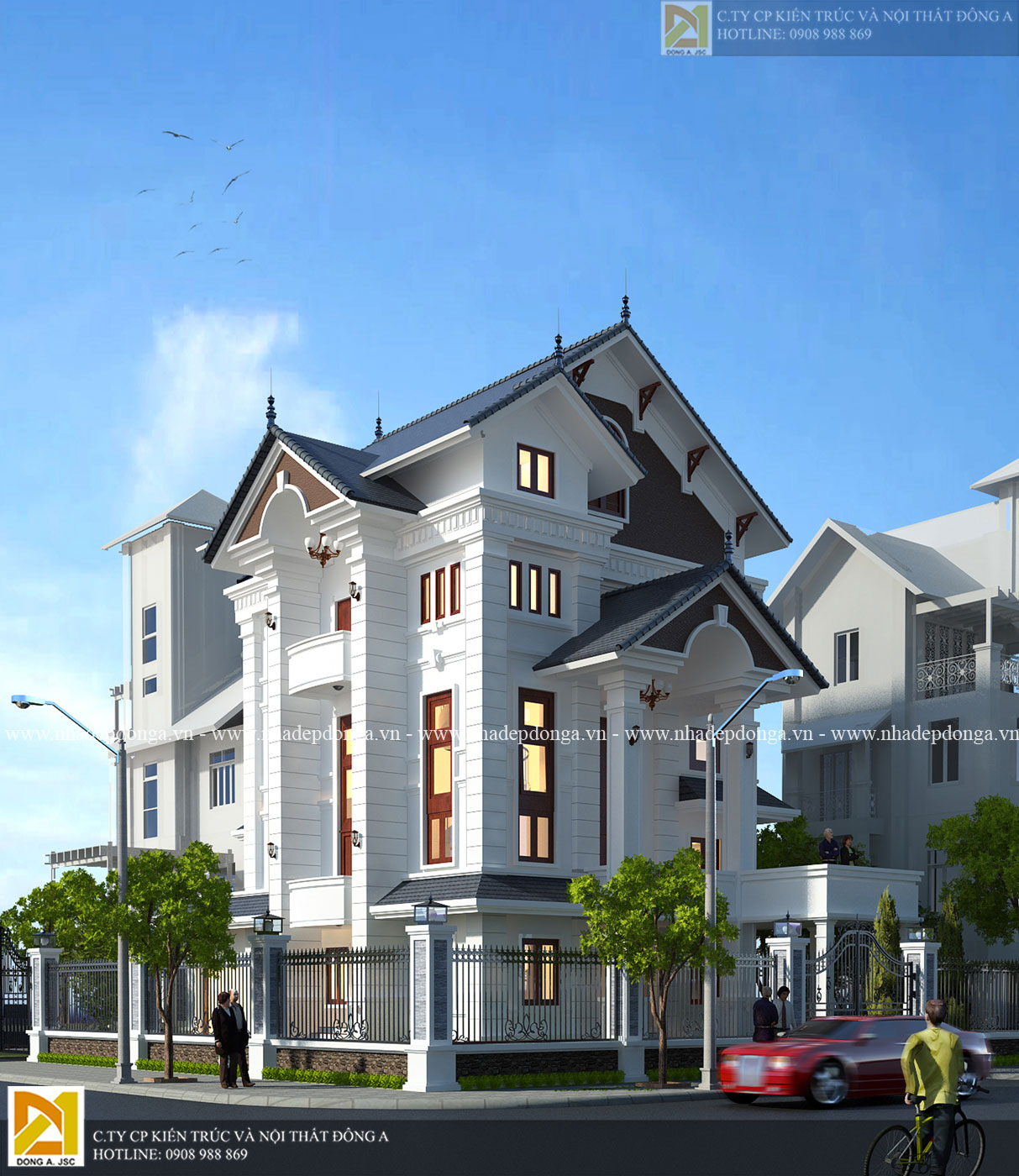 Mẫu biệt thự trắng tân cổ điển 4 tầng tuyệt đẹp 