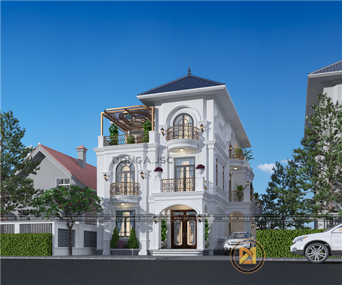 Mẫu thiết kế biệt thự 3 tầng tân cổ điển đẹp 2021 BTTCD-4786