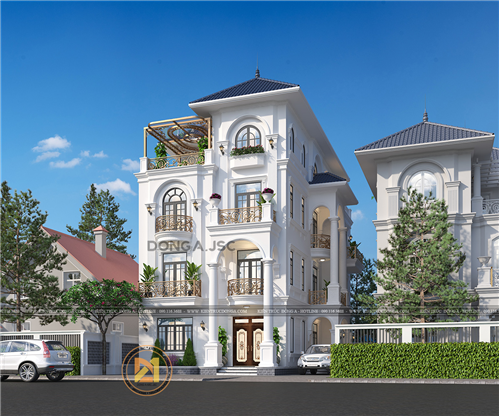 Mẫu thiết kế biệt thự 4 tầng tân cổ điển đẹp 2021 BTTCD-4787